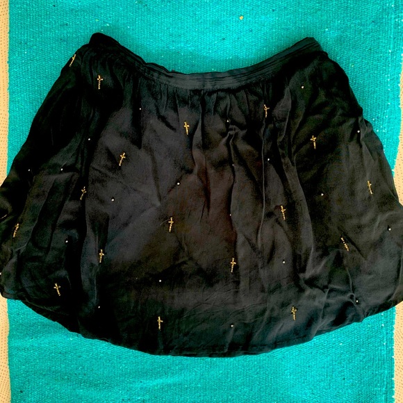 TOPSHOP black skirt with beaded crosses size US 6/UK 10 - Picture 2 of 4
